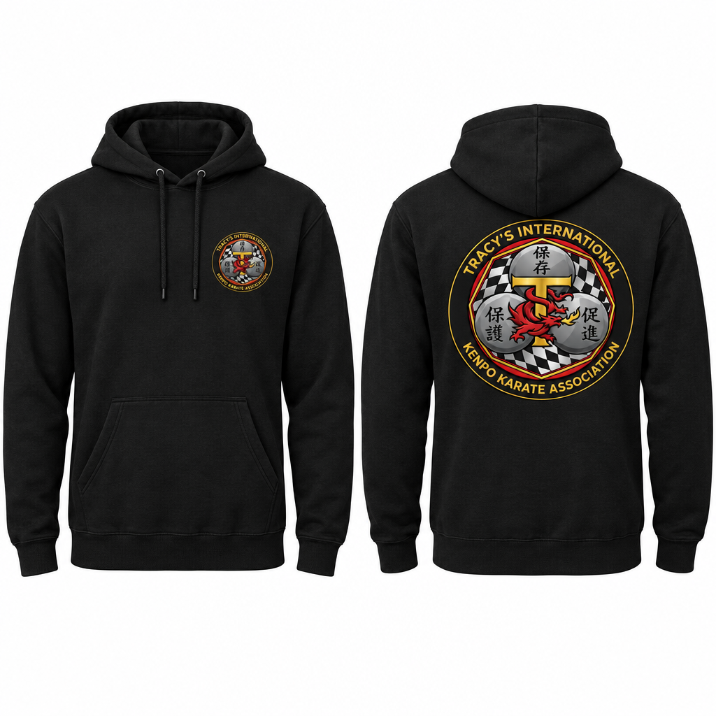 Black hoodie front and back mockup with TIKKA MODERN design