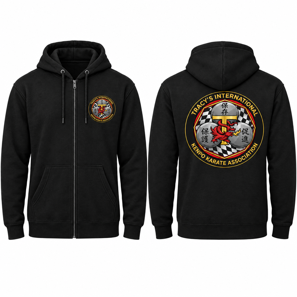 Black full-zip cotton-poly hoodie with TIKKA MODERN logo on the front left chest area and larger logo on the back.