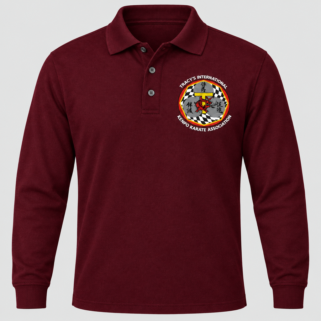 Burgundy Original TIKKA long-sleeve polo with the original emblem on the front chest.