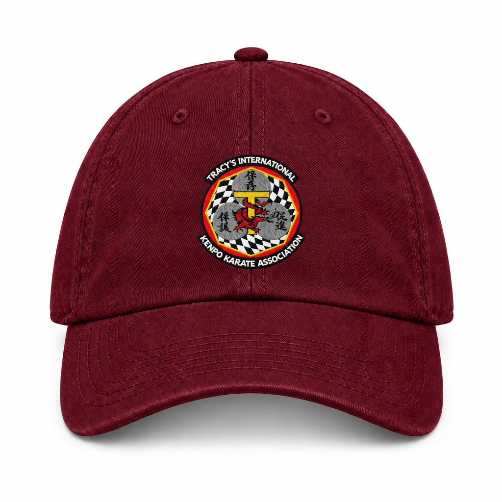 Burgundy baseball cap with the original T.I.K.K.A. logo centered on the front.