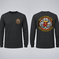 Gray Modern Design TIKKA long-sleeve T-shirt with front and back emblem views.
