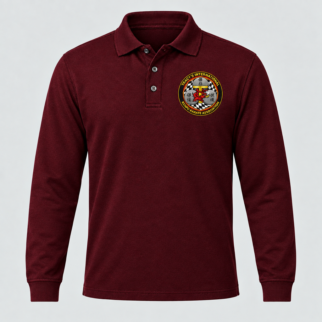 Burgundy TIKKA Modern long-sleeve polo with the Modern emblem on the front chest.