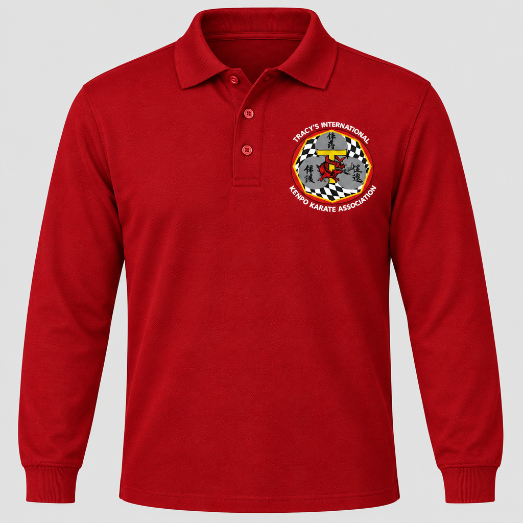Red Original TIKKA long-sleeve polo with the original emblem on the front chest.