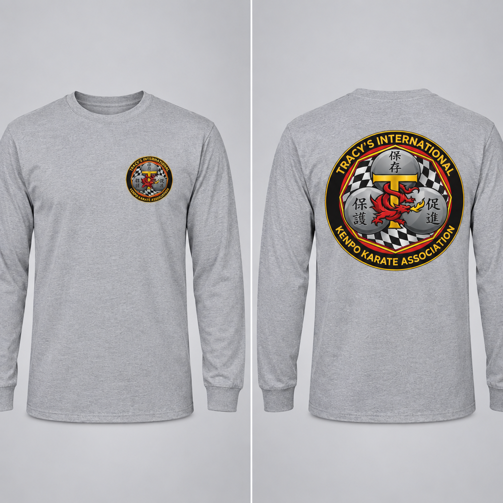 Silver Modern Design TIKKA long-sleeve T-shirt with front and back emblem views.