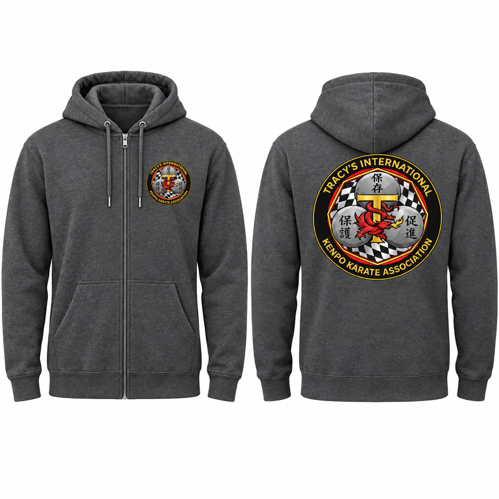 Gray full-zip cotton-poly hoodie with TIKKA MODERN logo on the front left chest area and larger logo on the back.