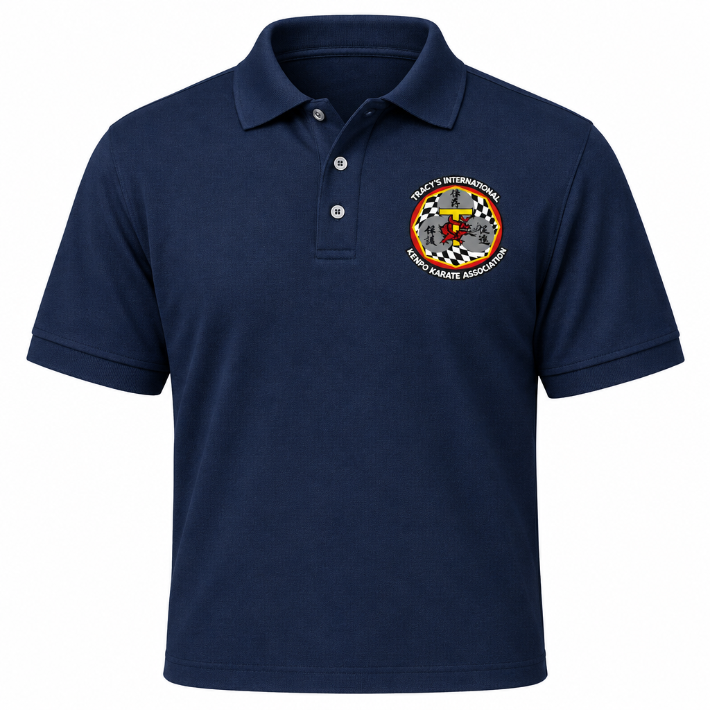 Navy polo shirt with the original T.I.K.K.A. logo on the front left chest.